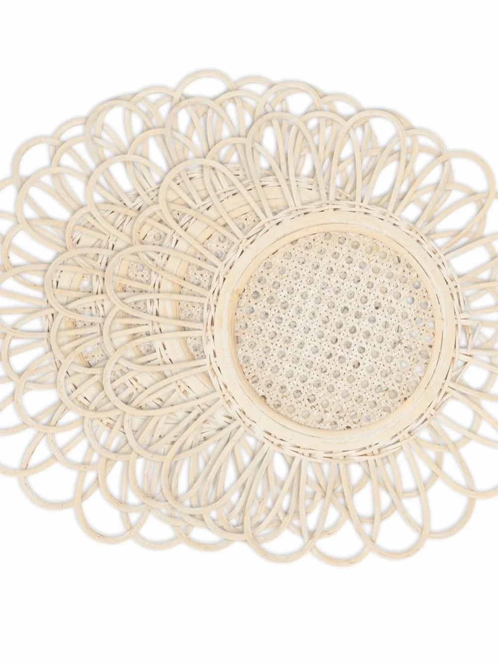Natural Rattan Sunburst Wall Decor - natural beige 15 inch Round set of 12